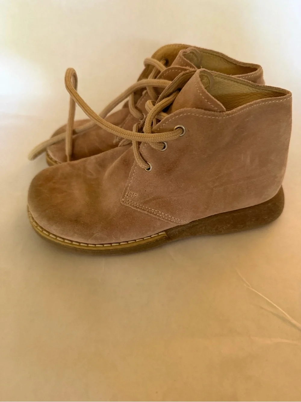Children's Suede Lace-Up Boots in Light Pink